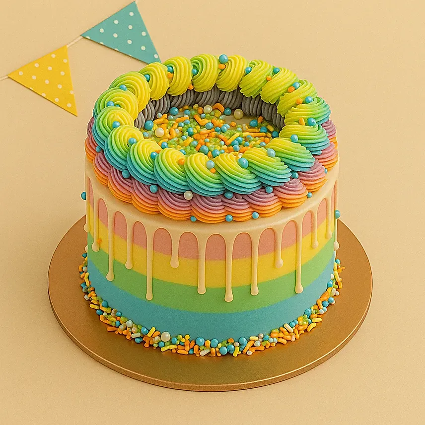 Exquisite Vanilla Rainbow Cake: Congratulations Cakes
