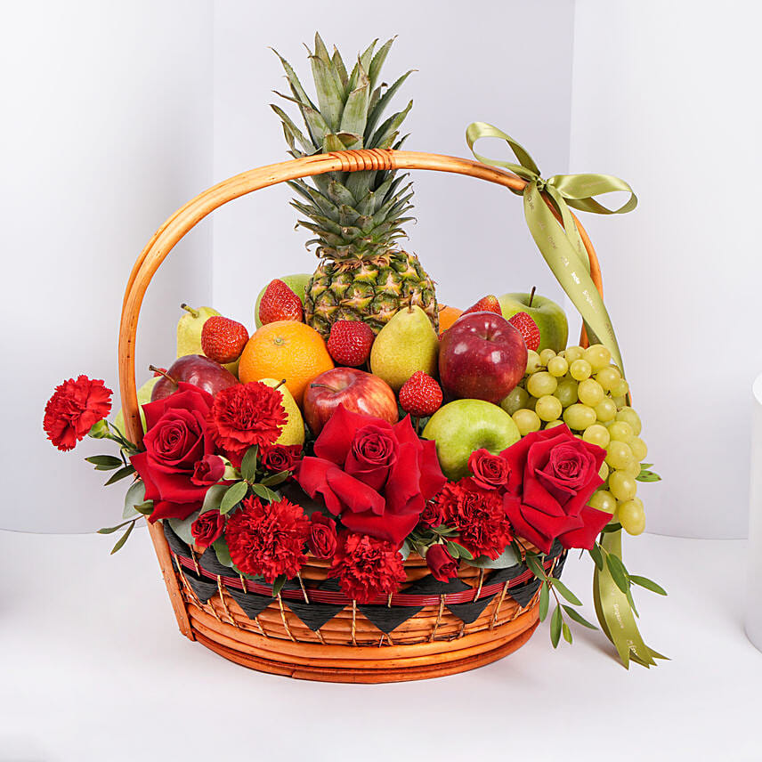 Flowers and Fruits Confetti: Fresh Fruit Basket With Flowers