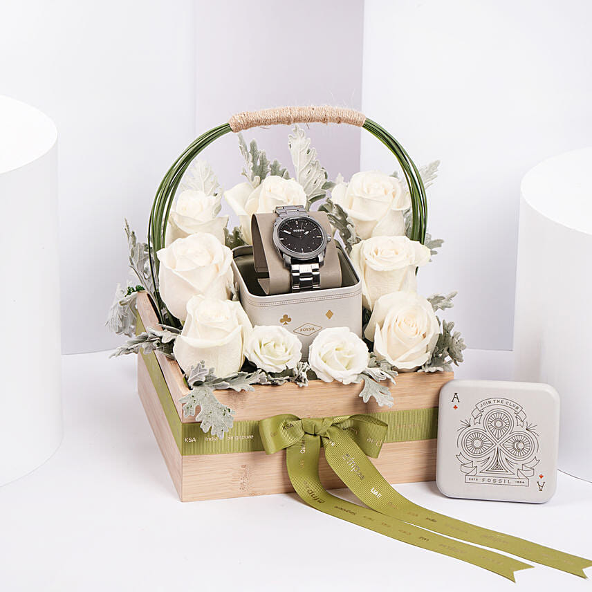 Fossil Machine Watch Gift Tray For Him: Gifts for Husband