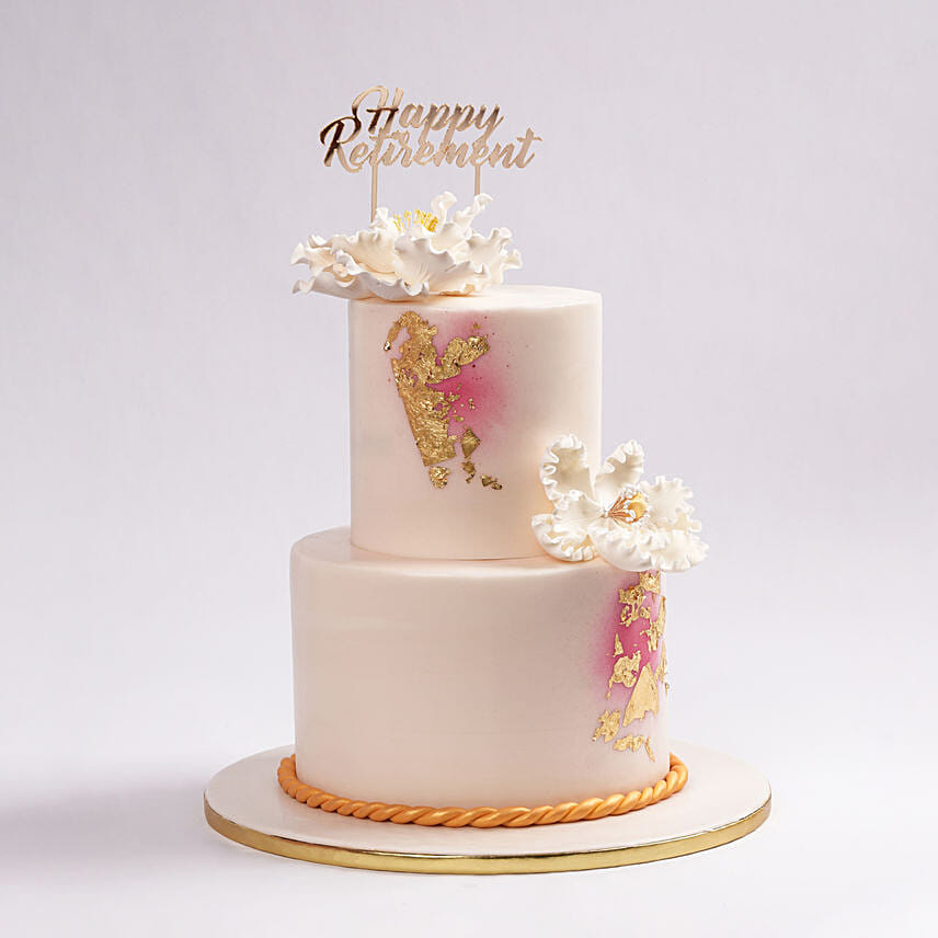 Golden Blossoms of Retirement Cake: 