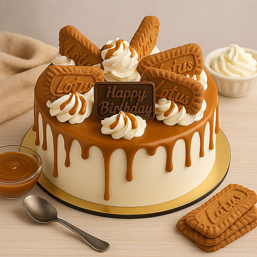 Half Kg Lotus Biscoff Cake For Birthday: Birthday Cakes