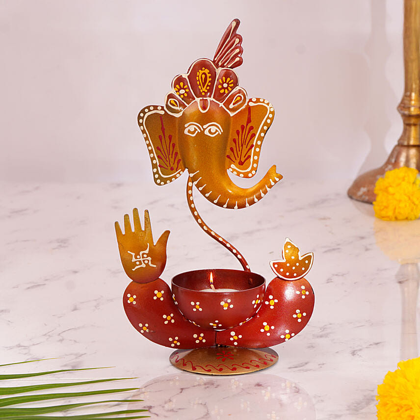 Handcrafted Ganesha Tealight Holder: هدايا ديكور