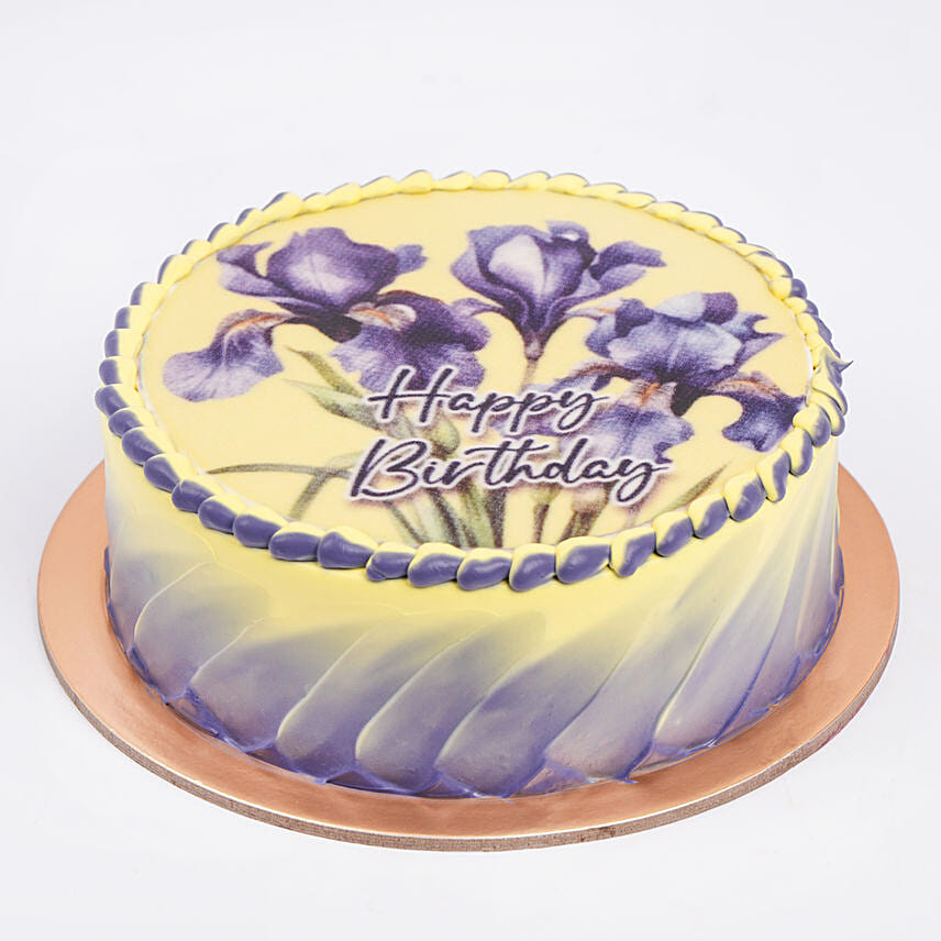 IRIS Flower Birthday Chocolate Cake: Half Kg Cakes 