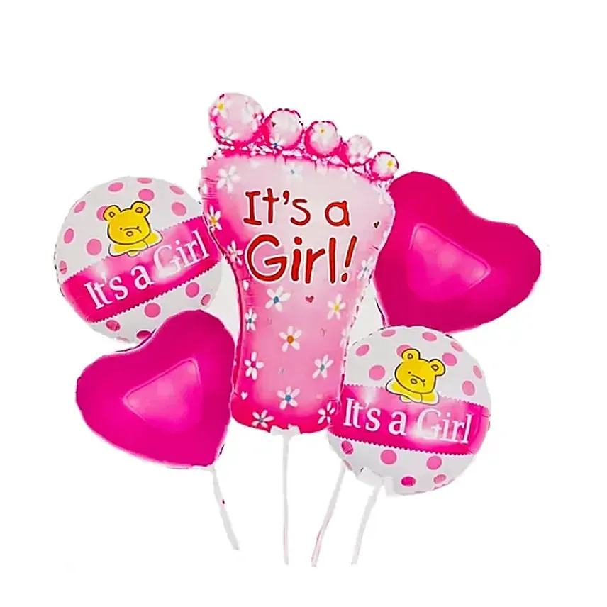 It's A Girl Foil Balloon Bouquet: Helium Balloons Delivery