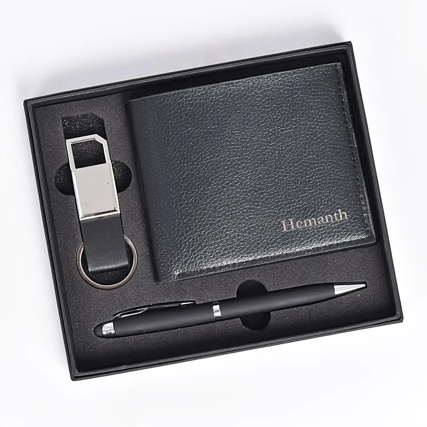 Leather Pen Keychain Wallet Gift Set: Accessories for Him