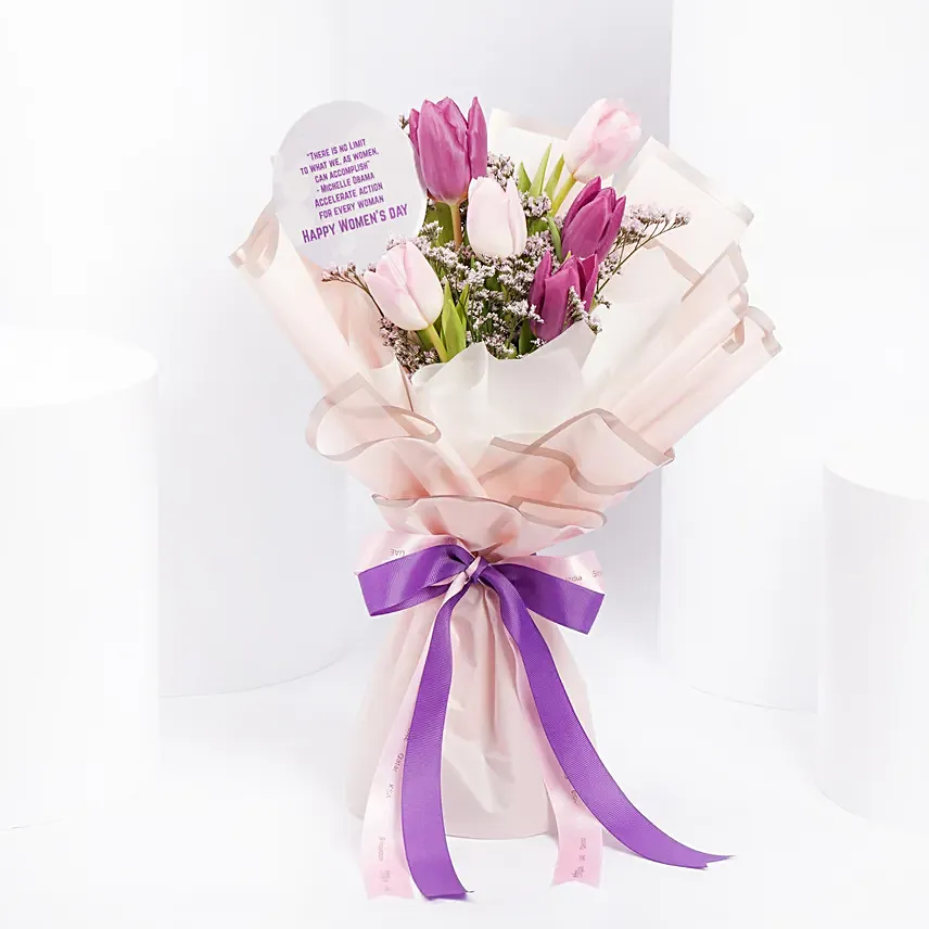Mix Color Tulips Womens day Bouquet: Women's Day Gifts