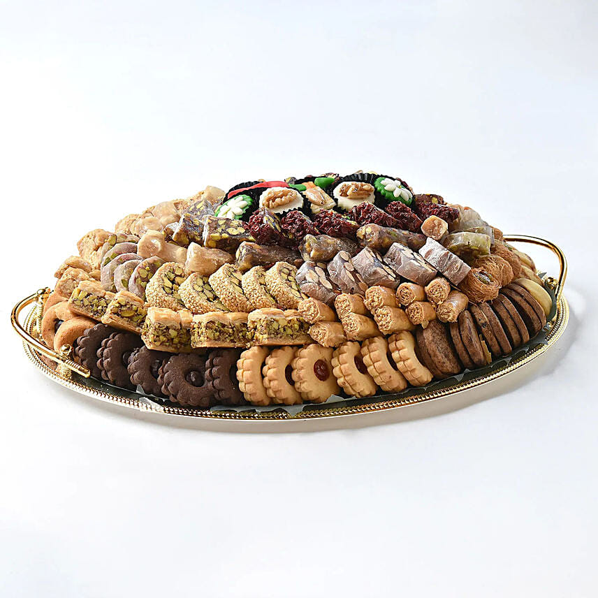 Premium tray with Mixed Baklava and Cookies by Wafi: Cookies 