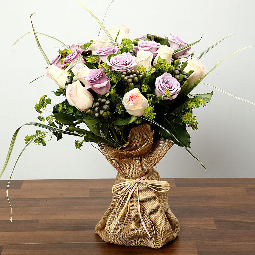 Purple and Peach Rose Bouquet: Purple Rose Bouquets
