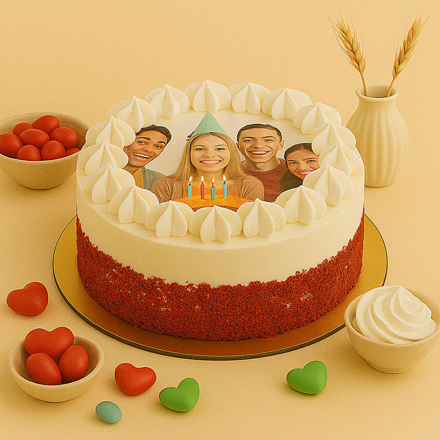 Red Velvet Photo Cake For Birthday: Birthday Cakes