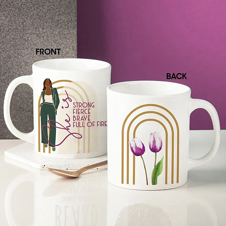 She is Strong Printed Mug: Personalised Birthday Gifts for Her