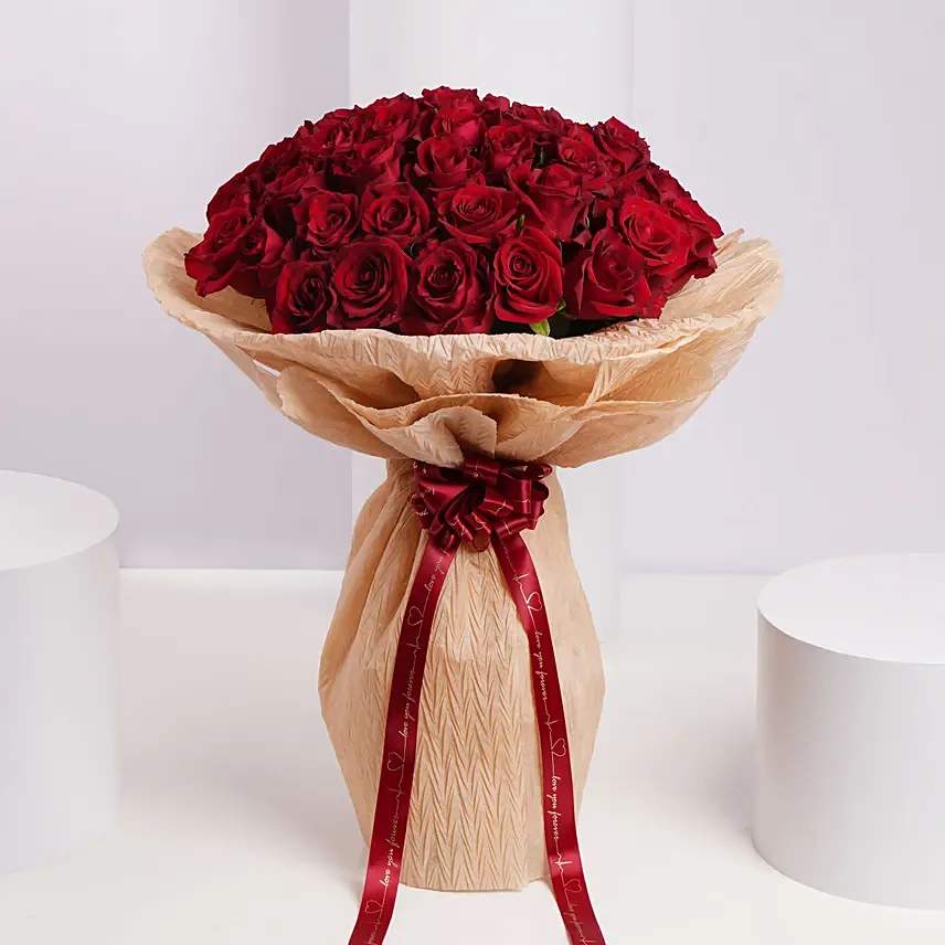 Valentine Grand 50 Red Roses Bouquet: Valentine Flowers in Ajman