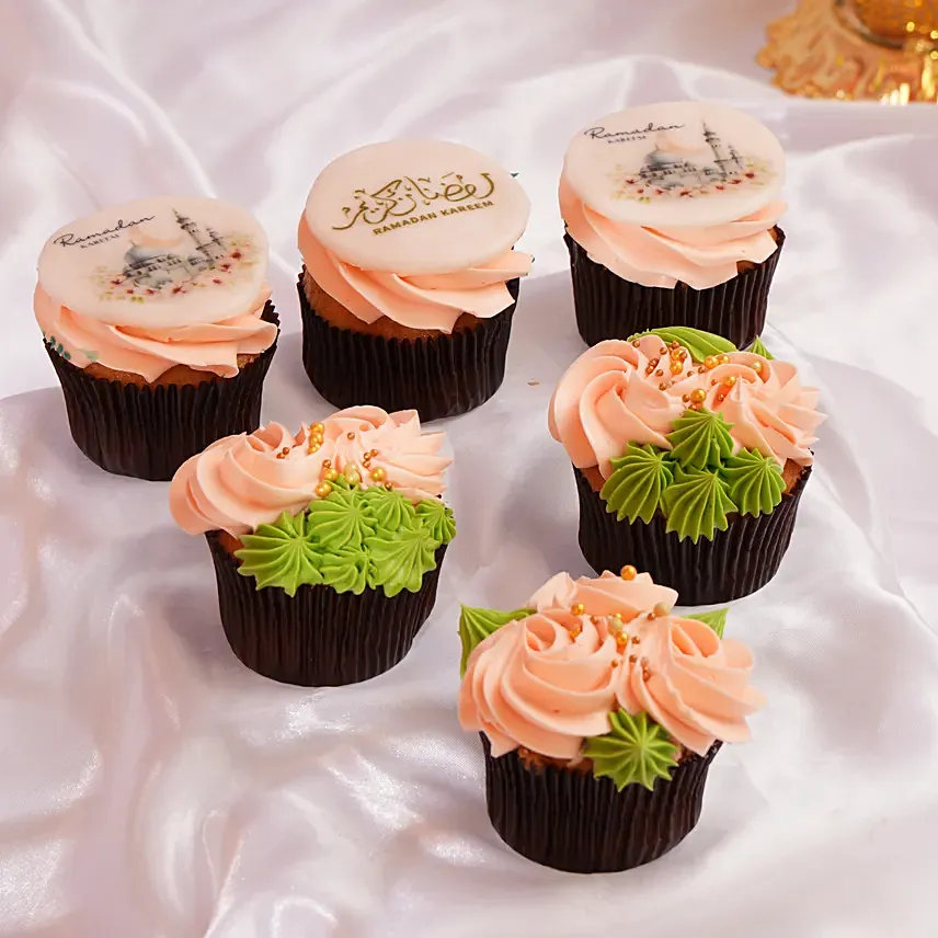 6 Noor Bloom Vanilla Cupcakes: Ramadan Cakes