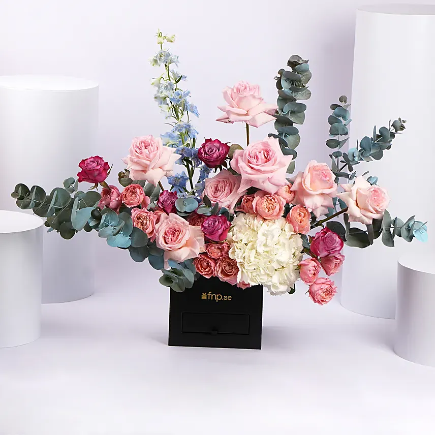 Blush Elegance Floral Box: Flower Box Bouquet