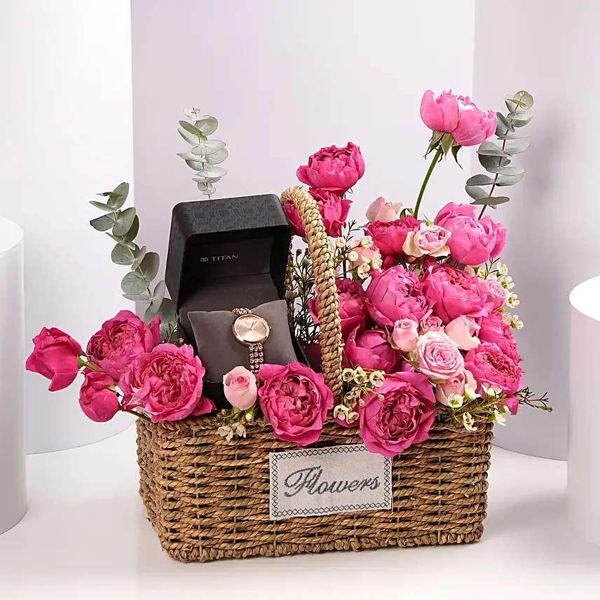 Titan Watch with Romantic Blooms Valentine Gift for Her: Titan Watches