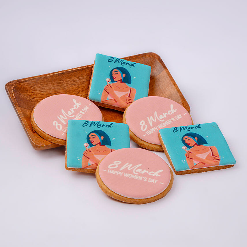 Happy Womens Day Designer Cookies 6 Pcs: Cookies 