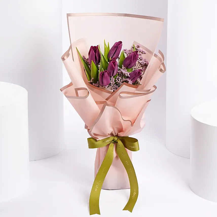 Purple Tulips Bouquet: Women's Day Flowers