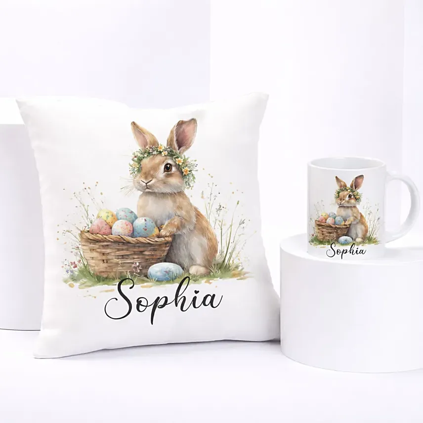 Easter Bunny Cushion And Mug Set: Easter Gifts 