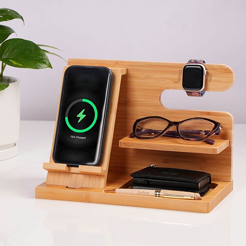 Personalized Wooden Office Organizer Stand: Personalised Valentines Day Gifts   