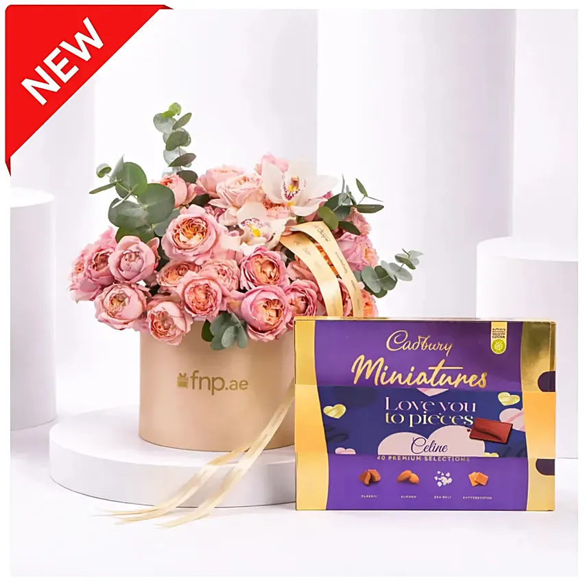Elegant Peach Rose Bloom Box With Cadbury Chocolates 200g: New Arrival-personalised-gifts