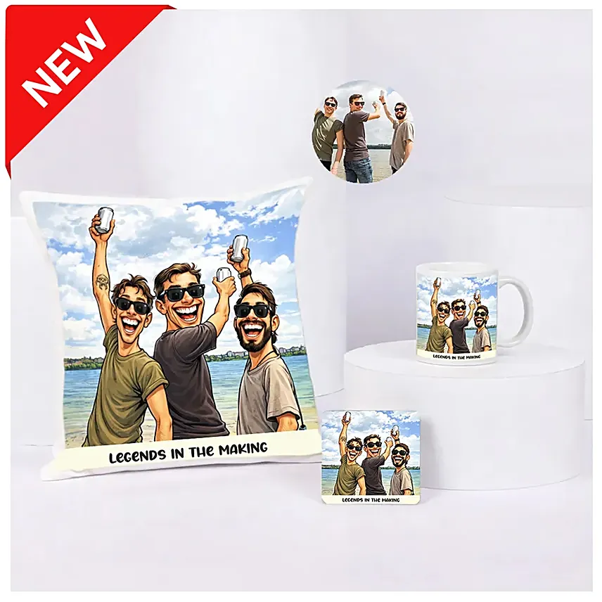 Legends in the Making Cushion Mug Set: Birthday Personalised Gifts
