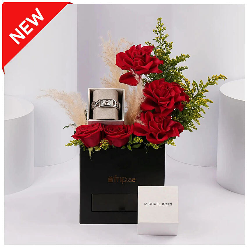 Michael Kors Empire watch Gift box for Her: باقات ورد ساعة مايكل كورس