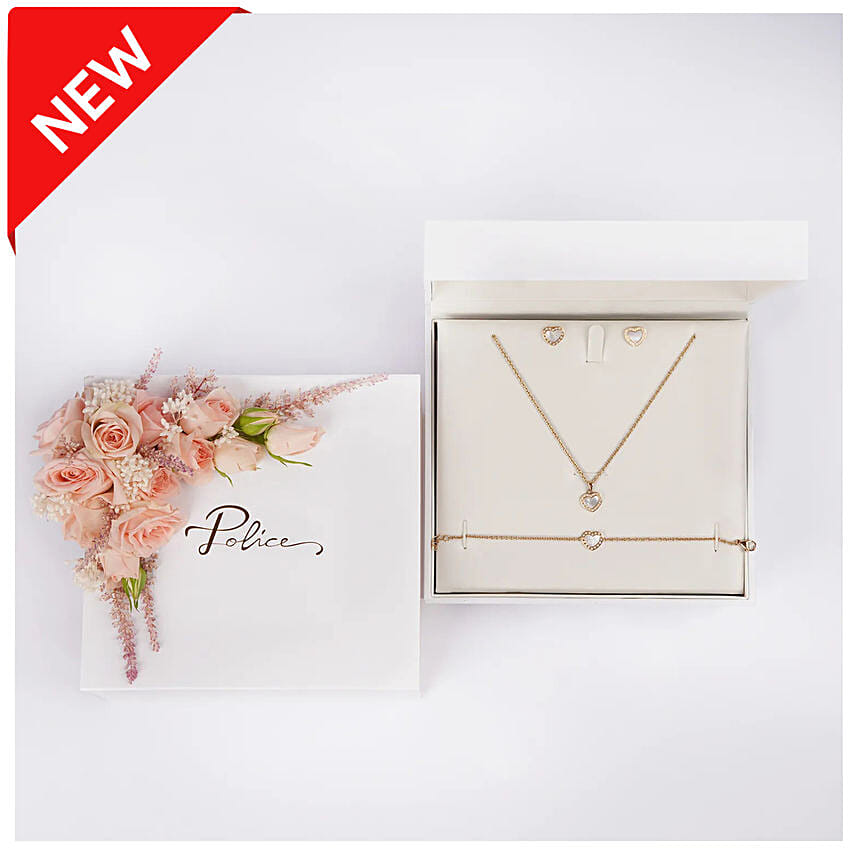 Police Gold Plated MOP Jewelry Gift set for Her: Police Accessories