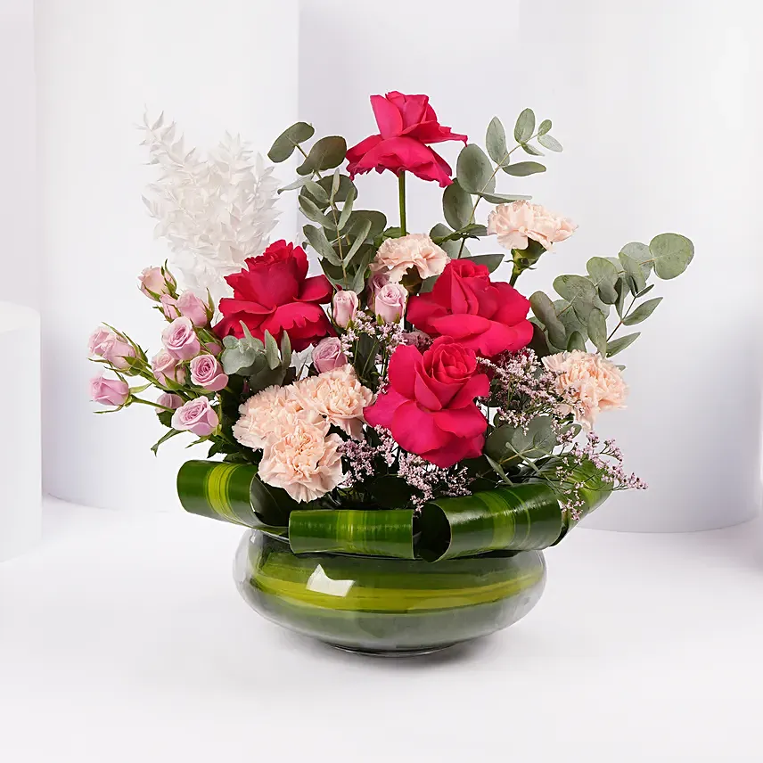Elegant Mixed Roses Bowl: 
