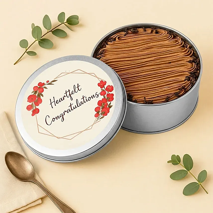 Congratulations Chocolate Tin Cake: Congratulations Cakes