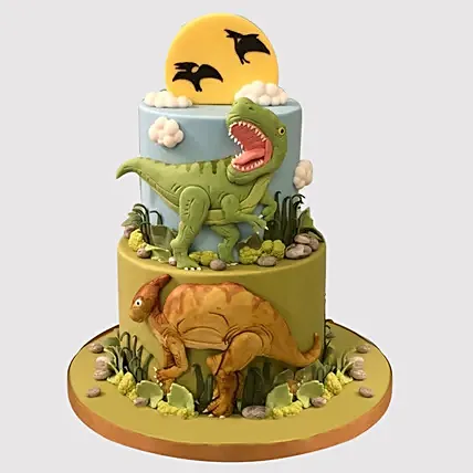 2 Tier Dinosaur Theme Cake: 