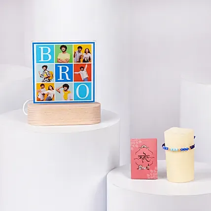 Beautiful Rakhi and LED Lamp Combo: Raksha Bandhan Personalised Gifts