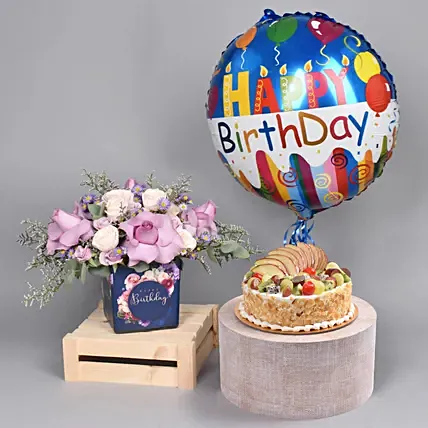 Birthday Flowers Cake And Balloon: Same Day Delivery Gifts