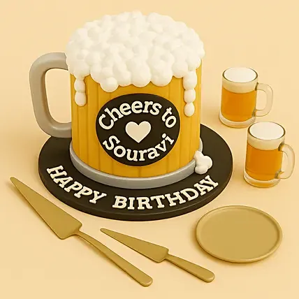 Birthday Special Cheers Cake: 3D Cakes