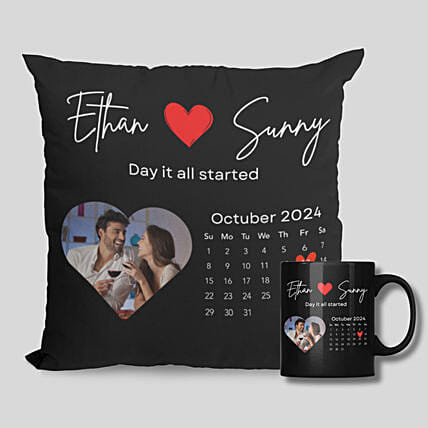 Black Mug And Cushion For Lovers: Valentines Day Cushions