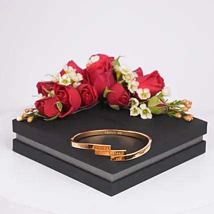 Cerruti 1881 Three Layer Gold Plated Bangle for Her: Karwa Chauth Gift for Wife