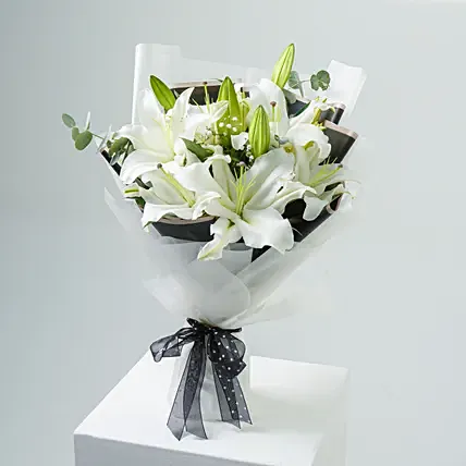 Charming White Lilies Bouquet: White Flower Bouquets