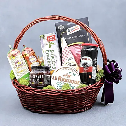 Cheese Salami and Condiments Basket: Gifts Delivery Ajman