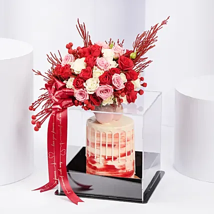 Flowers and Cake in Premium Box: New Arrival Combos
