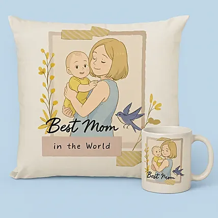Ghibli Style Best Mom Mug And Cushion Combo: Personalised Ghibli
