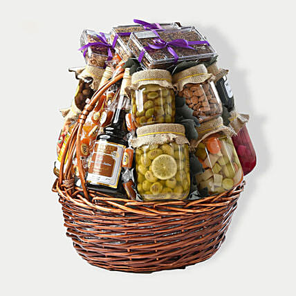 Grand Assorted Sweets and Savoury Snack Basket By Wafi: 