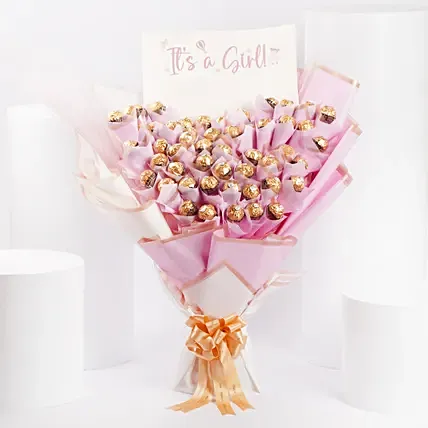 Its A Girl Rocher Bouquet: Ferrero Rocher Chocolates