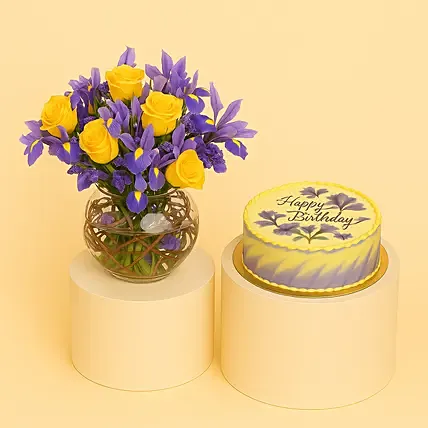 Iris Flower and Birthday Chocolate Cake: 