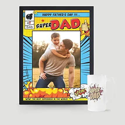 Joyous Moment with Dad Photo Frame and Frosted Mug: Personalized Father's Day Gifts