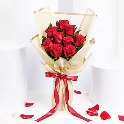 Love Expression Valentine 9 Roses: Red Flowers Bouquets
