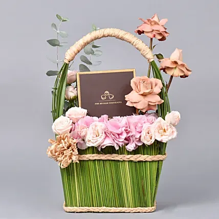 Natures Basket of Flowers with Chocolates: 