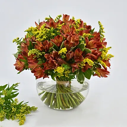 Orange Peruvian Lilies Arrangement: Orange Flower Bouquets
