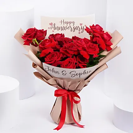 Personalised Rose Anniversary Bouquet: Last Minute Delivery Gifts