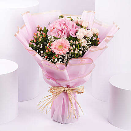 Pink Beauty Flower Bouquet: Breast Cancer Awareness Gifts