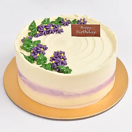 Purple Aster Flowers Cake: 
