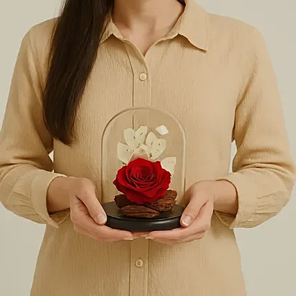 Red Forever Rose In Glass Dome: Forever Roses