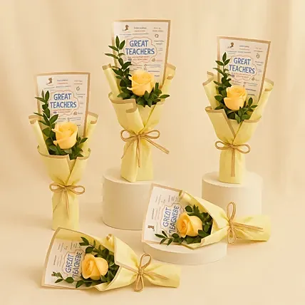 Roses Bouquet Set Of 5 For Teacher: Flowers